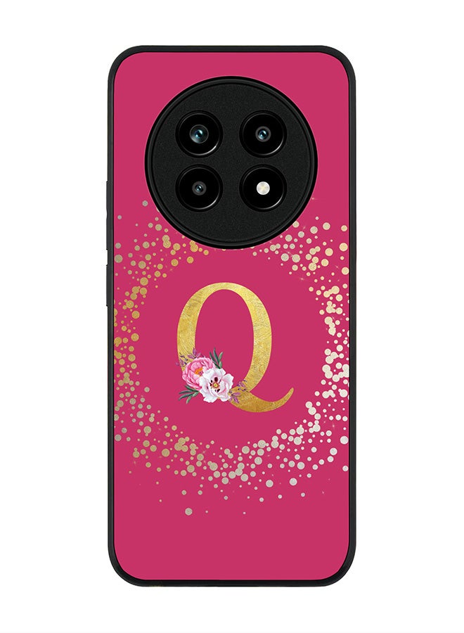 For Realme 13 Pro / 13 Pro+ Case,Slim fit Camera Protection, Shockproof Thin Phone cover  - Custom Monogram Floral - Q ( Deep Pink )